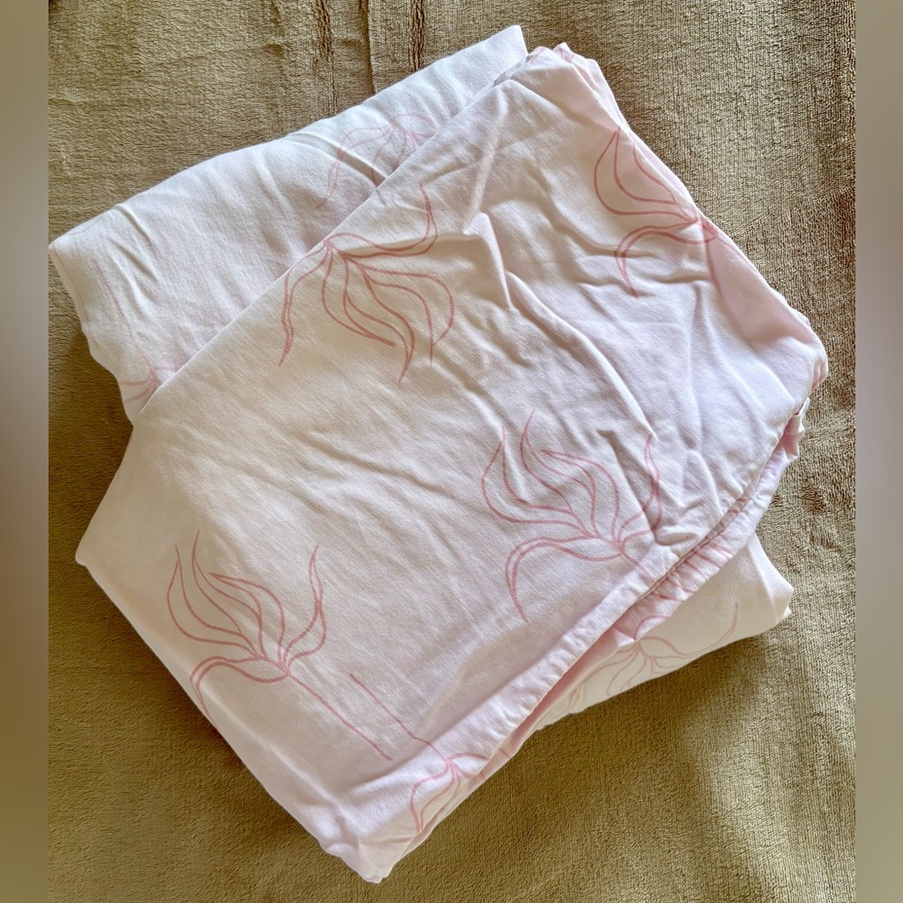 Light Pink Floral Cotton Duvet Cover and Pillow Shams